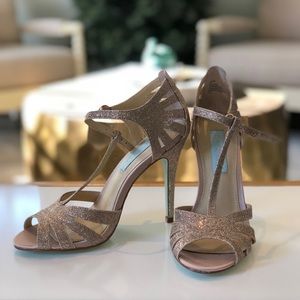 Blue by Betsey Johnson- Champagne Glitter Heels